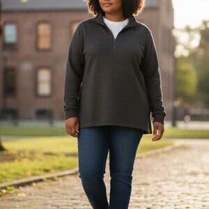 Bonnie Evans Plus 24 Quarter Zip Fleece Pullover | Soft Cozy Warm Long Sleeve To